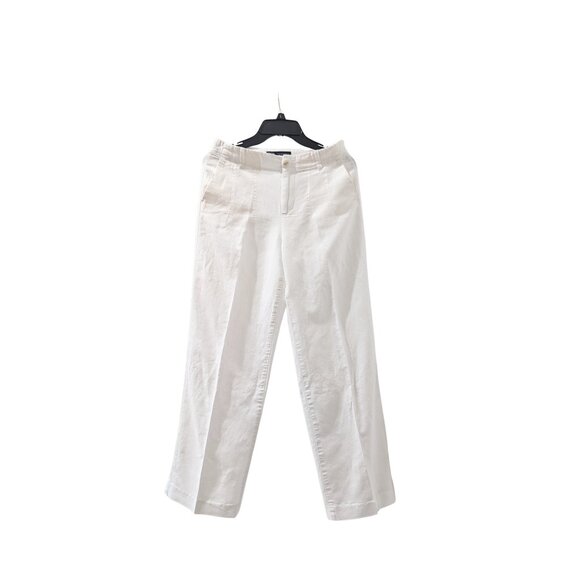 ⭐ZARA Women’s White Wide-Leg Pants M Lightweight Linen-Blend Look Unlined EUC - Picture 2 of 4